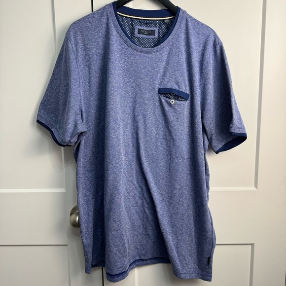 Ted Baker London Climb Men's Crew Neck T Shirt Pocket Tee Blue Fits Like a 2XL - Picture 1 of 9